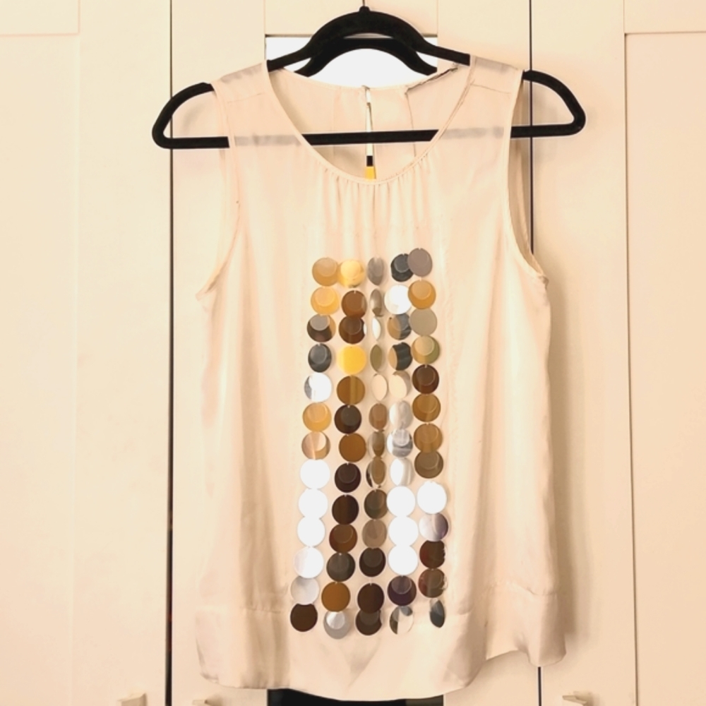 Ivory top with silver large sequins